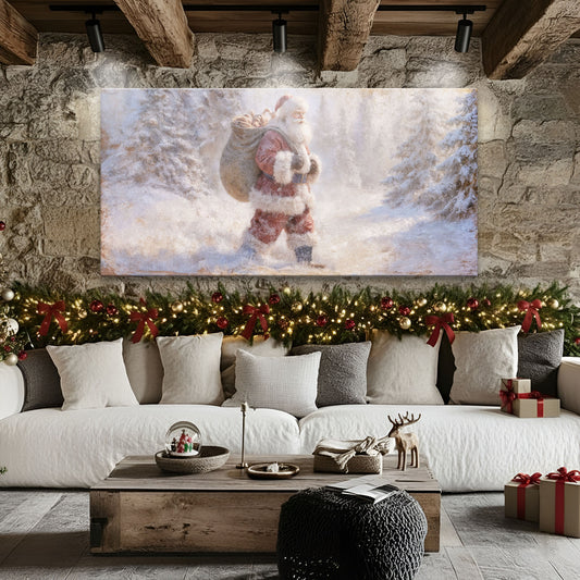 Vintage Santa in the Snow Wall Art