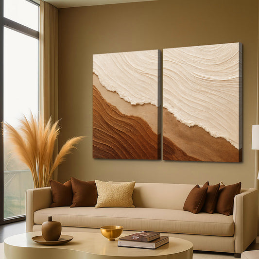 Earth Tones Waves Duo Wall Art
