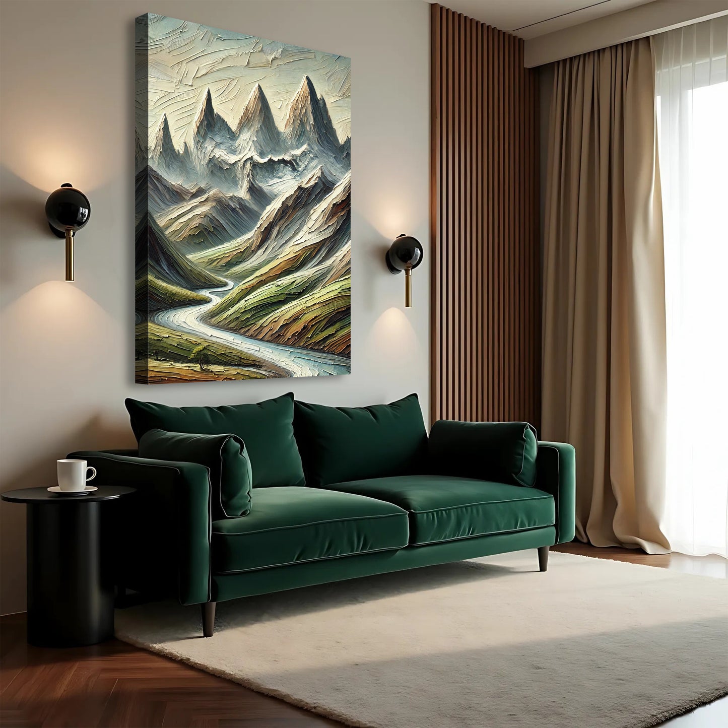 Abstract Mountain and River Landscape Wall Art II