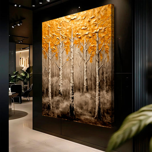 Abstract Gold Trees Wall Art