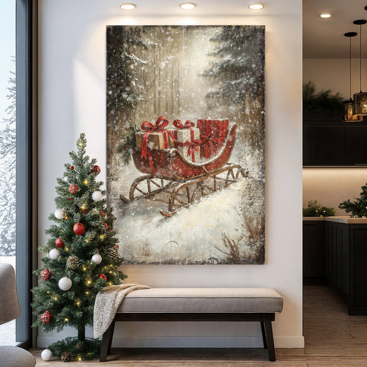 Vintage Christmas Sleigh Sled Wall Art VII