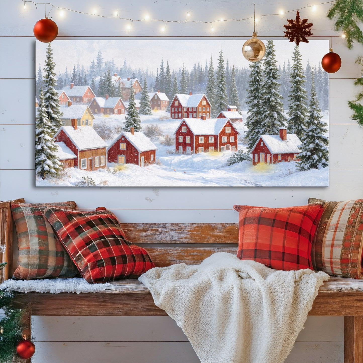Snow Covered Homes Christmas Wall Art