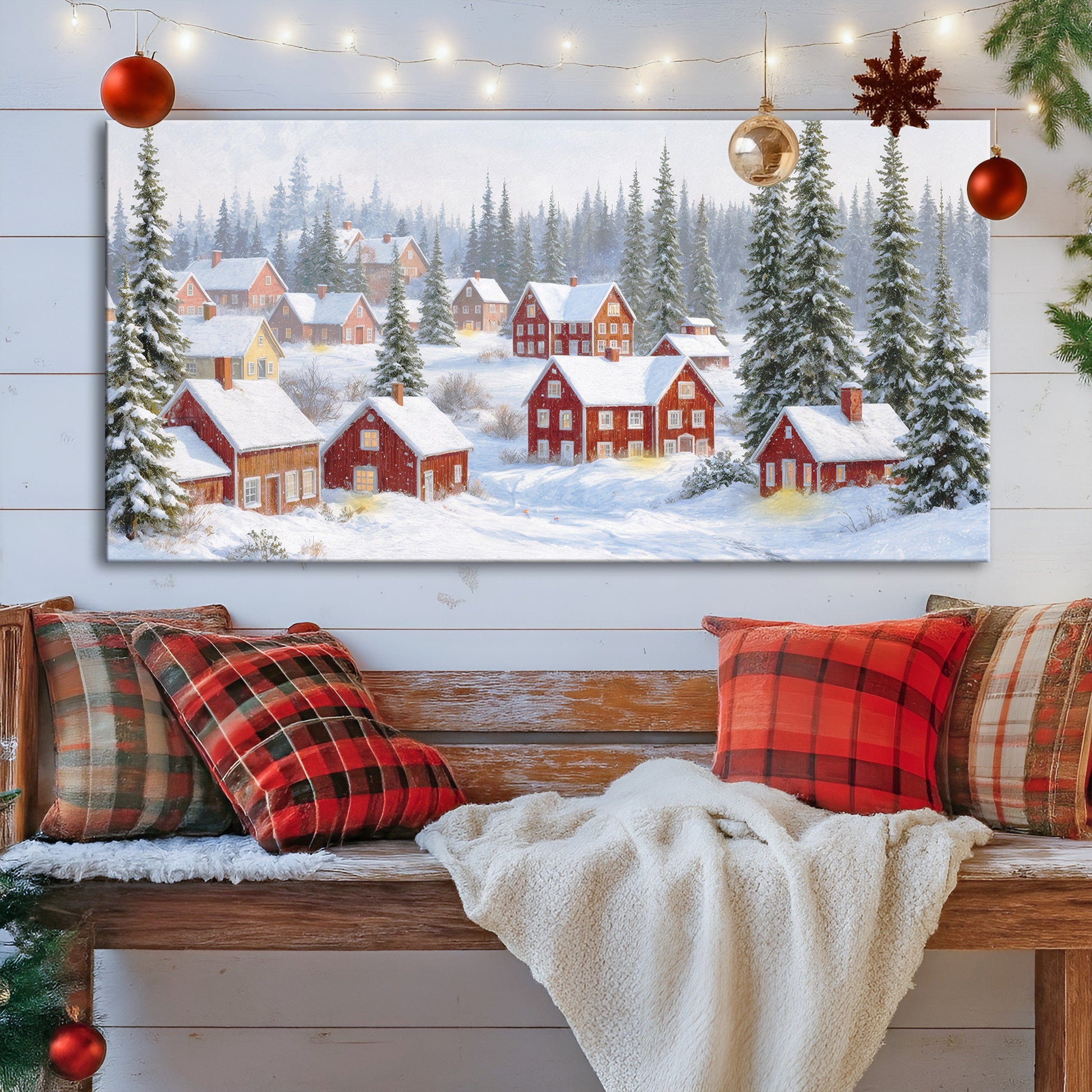 Snow Covered Homes Christmas Wall Art