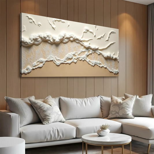 Beige Abstract Ocean Waves Wall Art