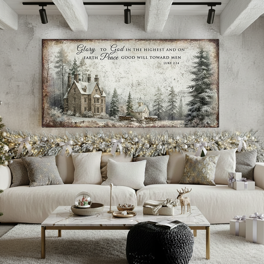 Luke 2:14 Vintage Christmas Wall Sign