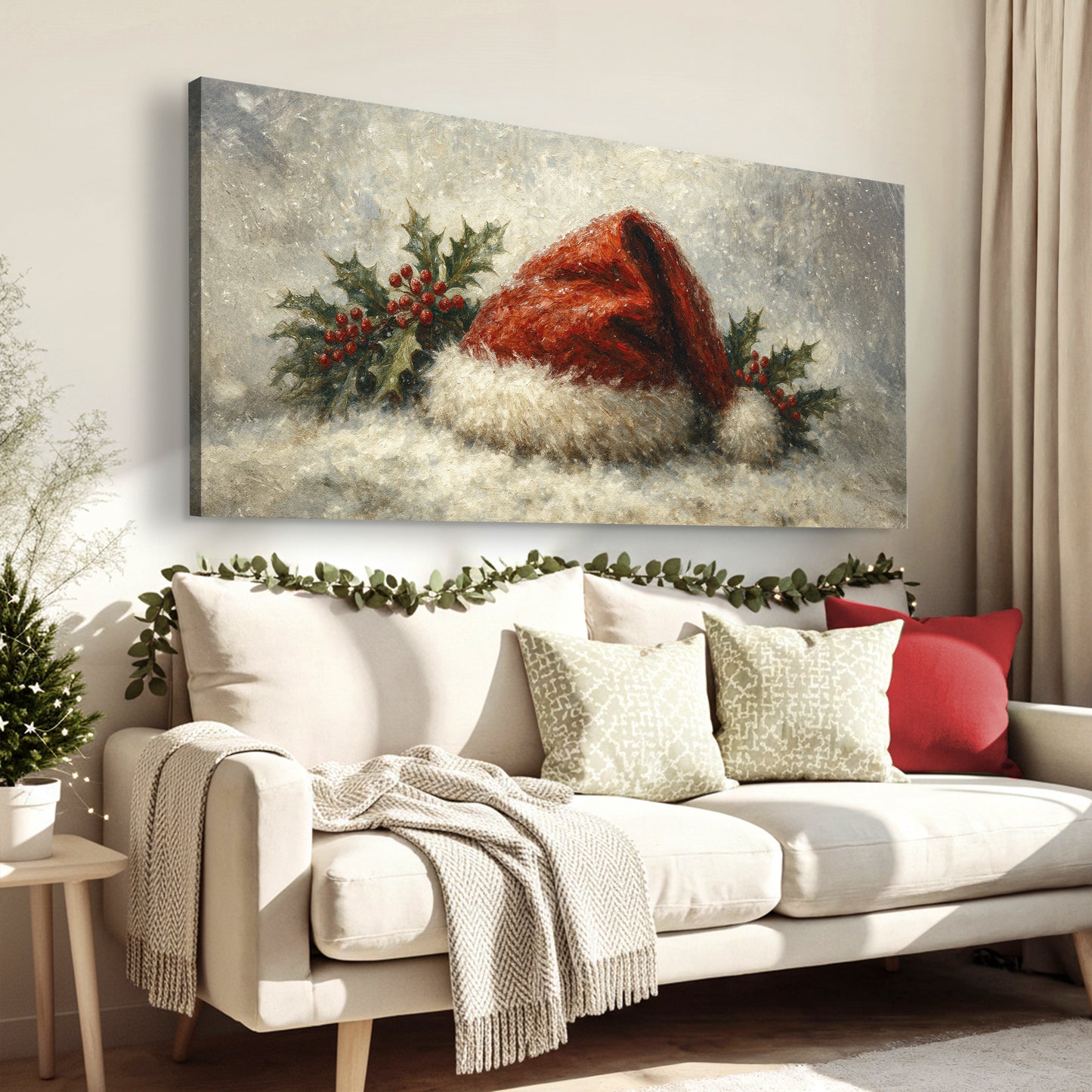 Vintage Santa Hat Christmas Wall Art