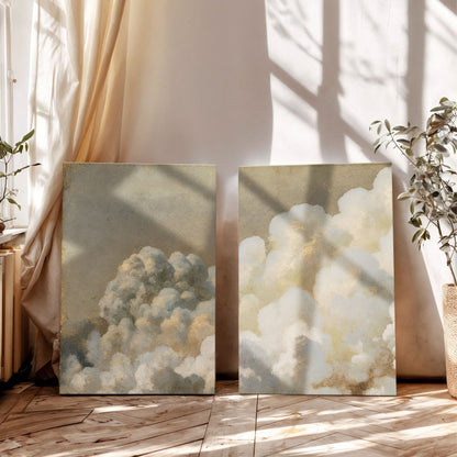 Clouds Neutral Abstract Duo Wall Art