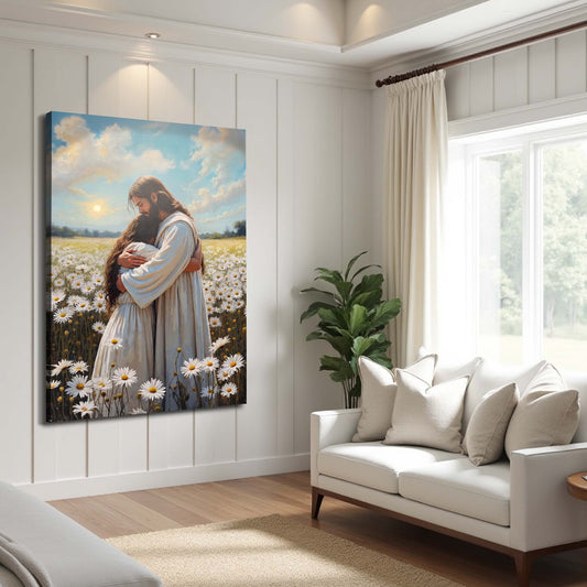 Jesus Hugging Woman Faith Wall Art