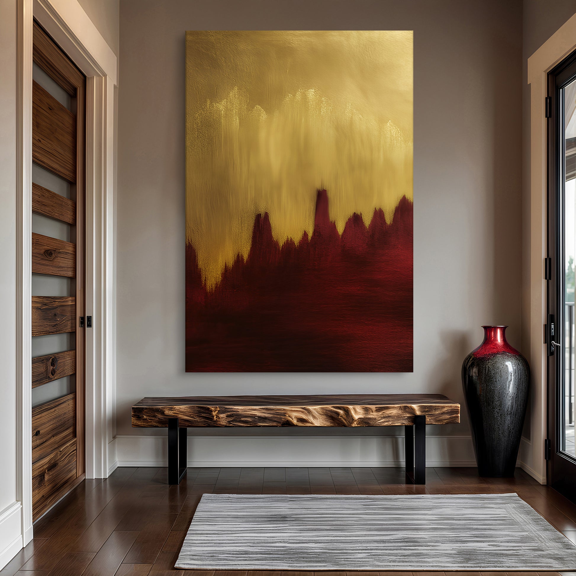 Red and Gold Ascent Wall Art II
