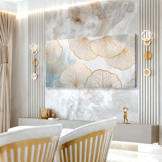 Gold Ginkgo Leaf Silhoutte Wall Art