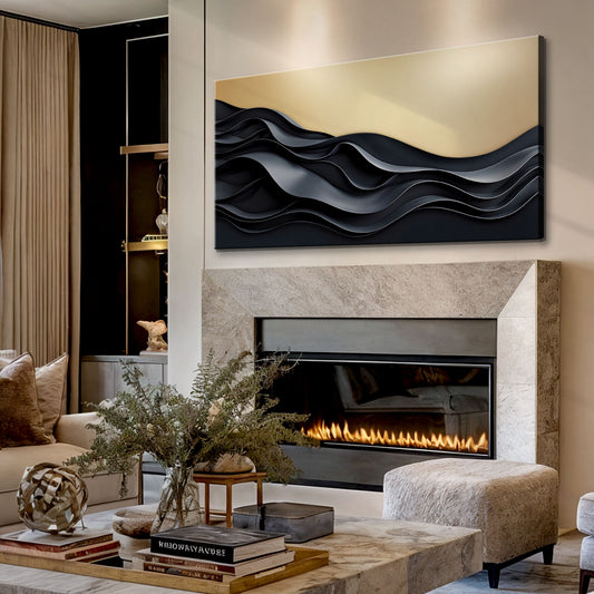 Black and Gold Minimalist Abstract Wall Art II