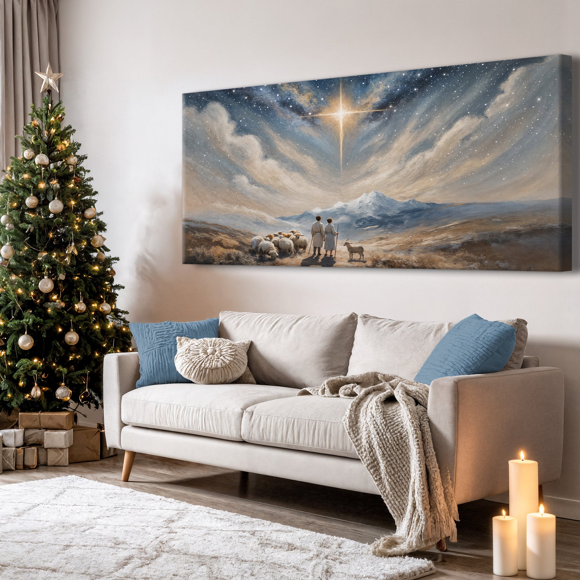 Shepherds Walking Christmas Wall Art