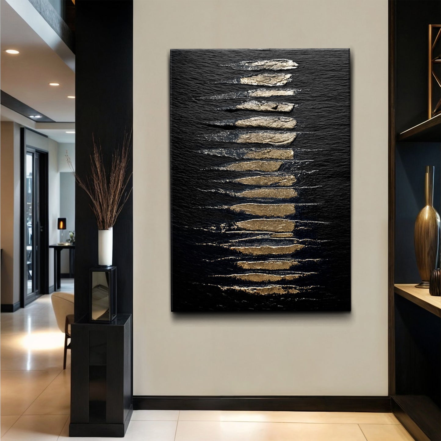 Black And Gold Abstract Minimalist Wall Art