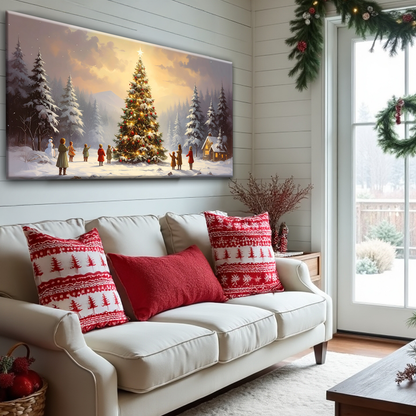 Starry Tree Gathering Christmas Wall Art