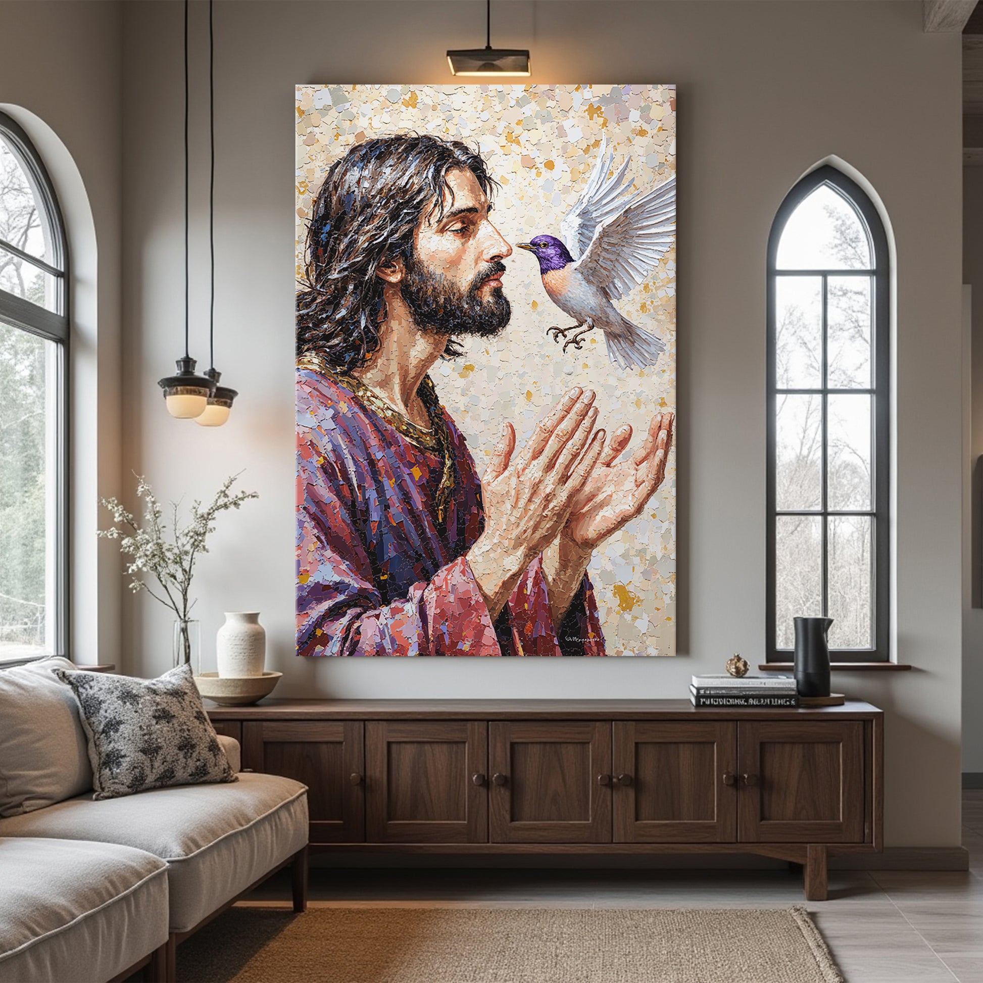 Jesus With Dove Wall Art
