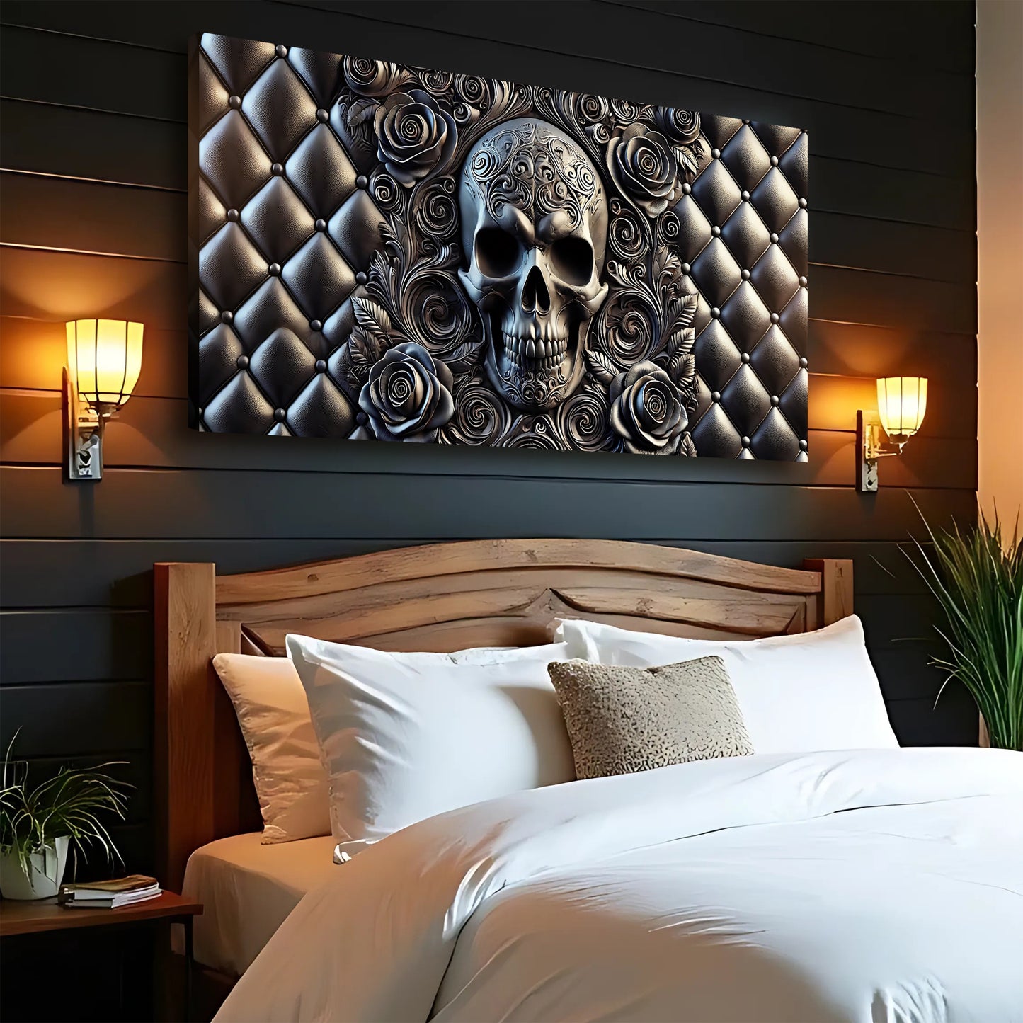 3D Rose And Skull Wall Art IV