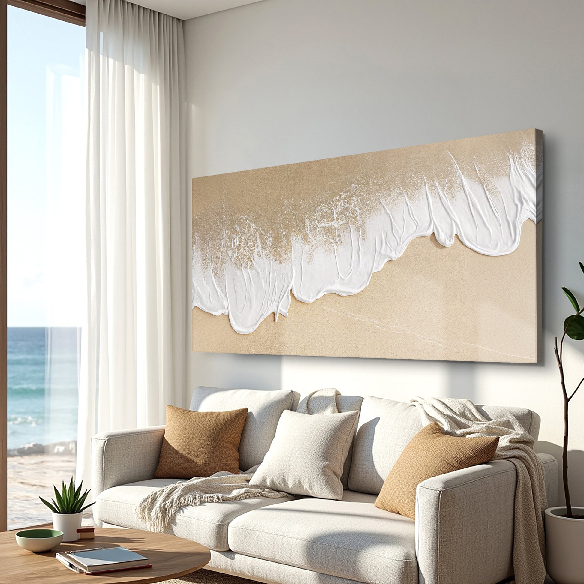 White Waves on Brown Sand Wall Art III