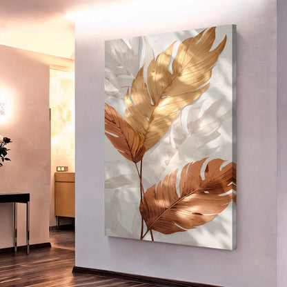 Golden Leaf Abstract Wall Art