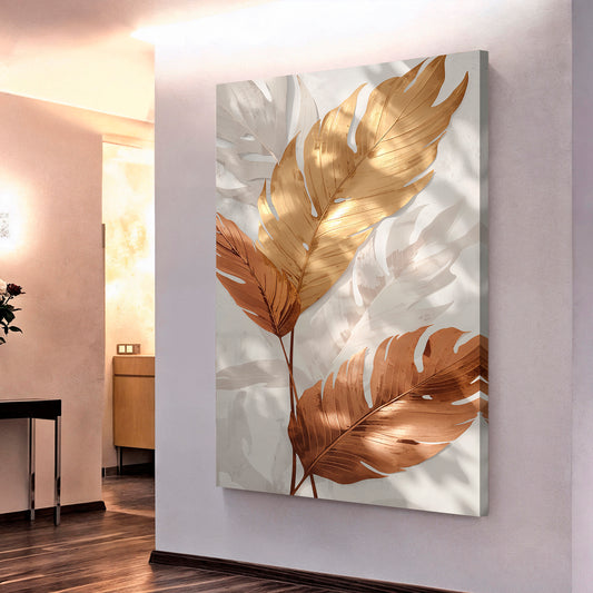 Golden Leaf Abstract Wall Art