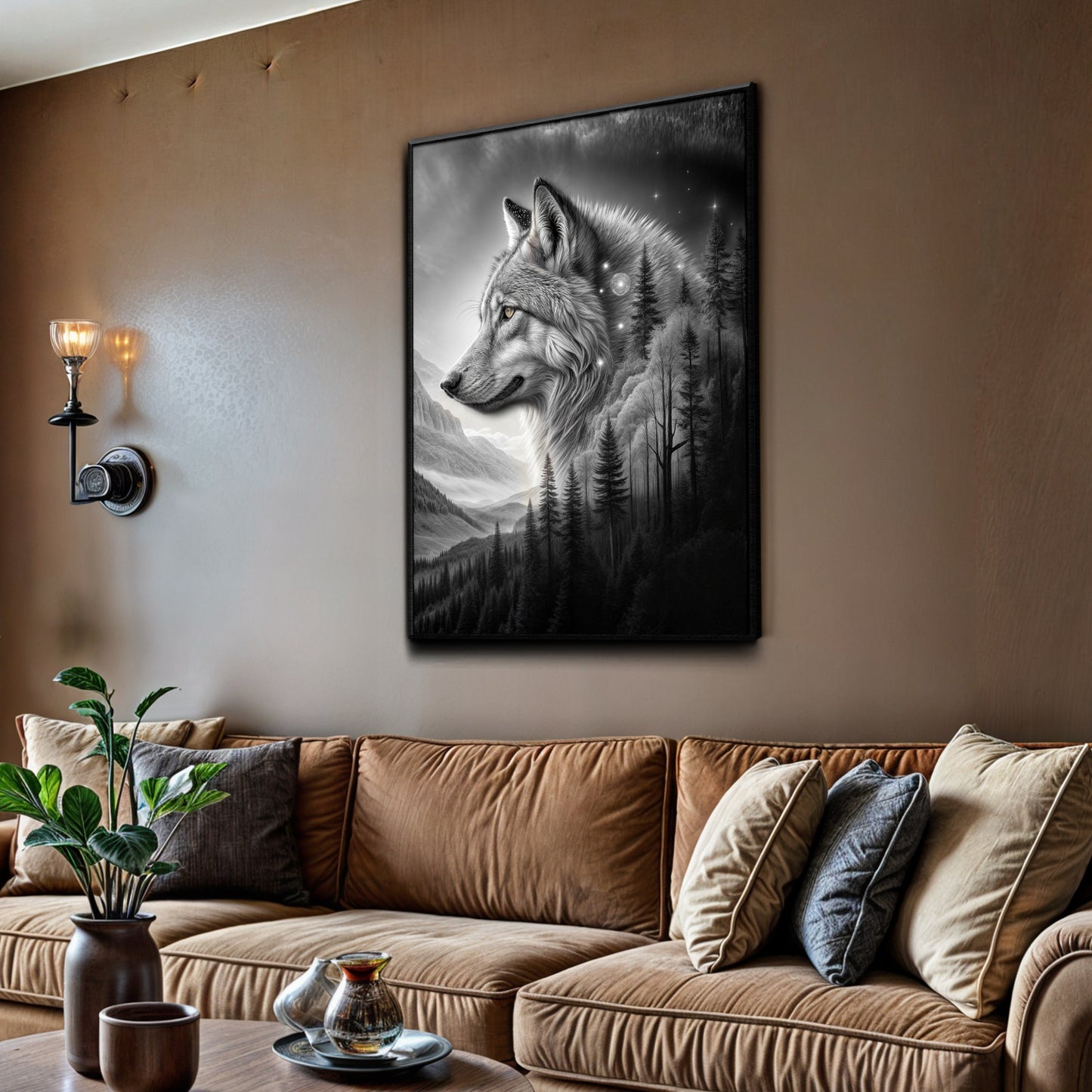 Wolf Double Exposure Wall Art II