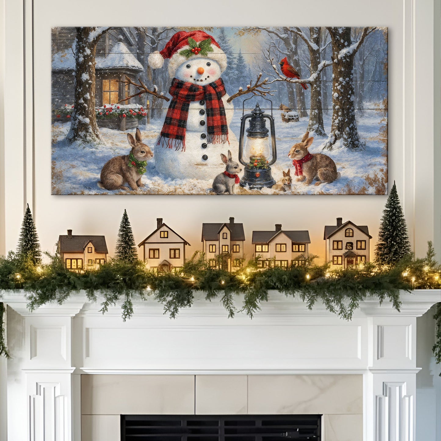 Vintage Snowman in the Snow Christmas Wall Art