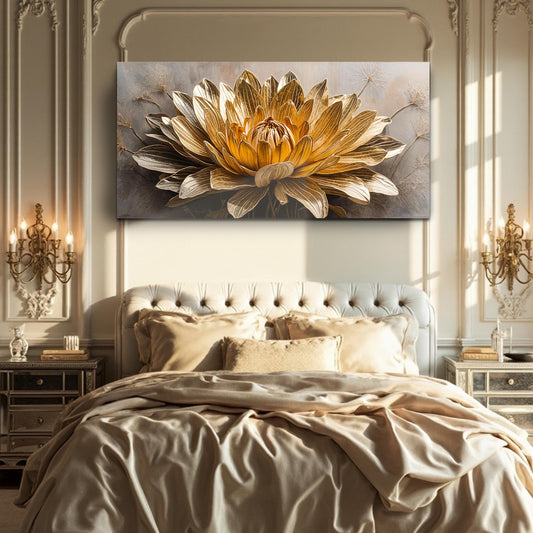 Golden Dandelion Minimalist Abstract Wall Art VII