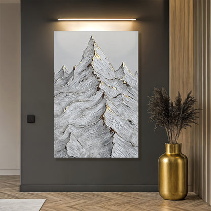 Golden Frozen Peaks Abstract Wall Art