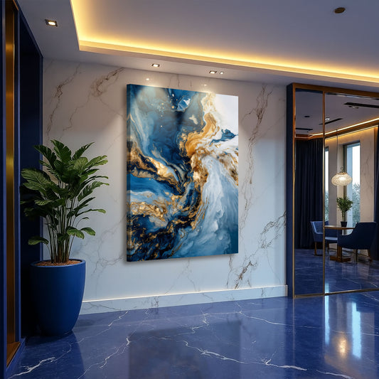 Geode Gold And Blue Marble Wall Art