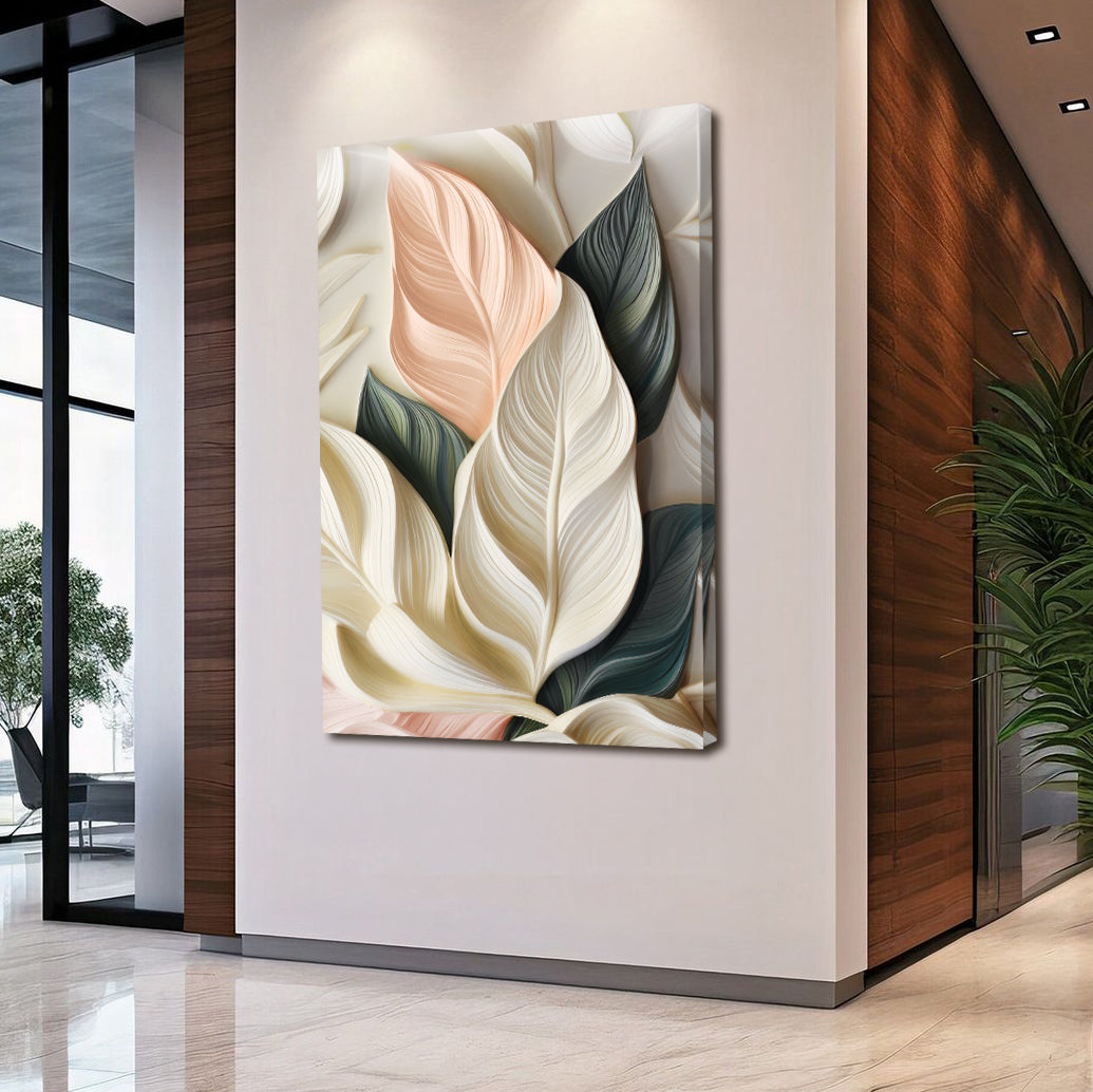 Elegant 3D Pastel Leaf Wall Art