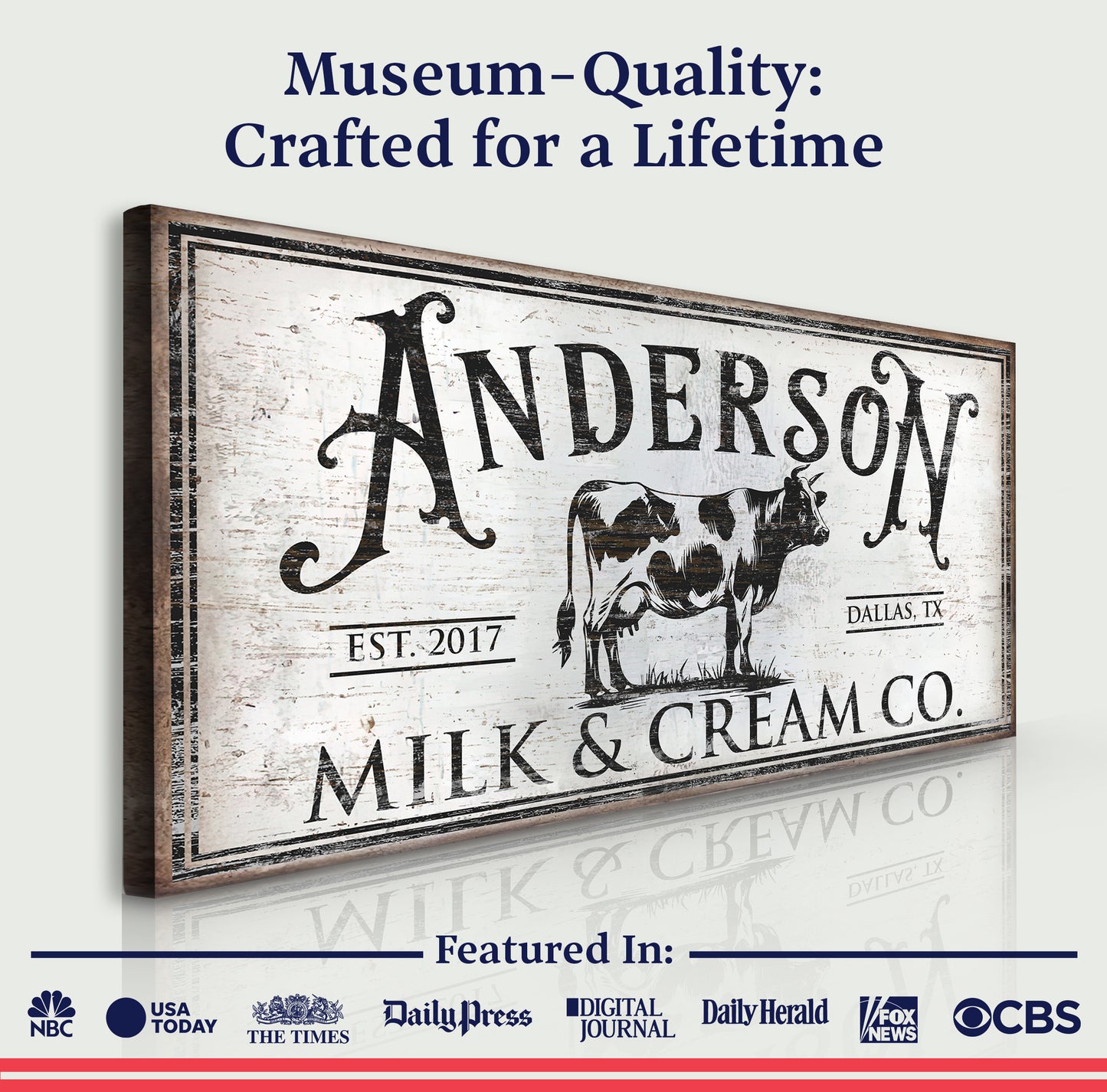 Personalized Milk & Cream Co Sign Quality - Image by Tailored Canvases