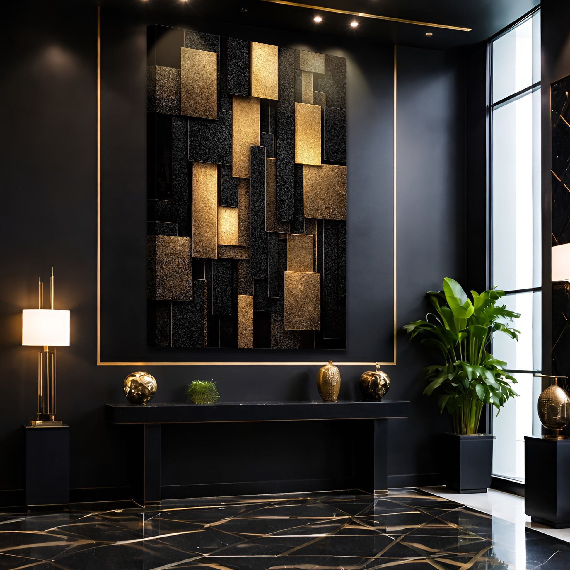 Black & Gold Geometric Blocks
