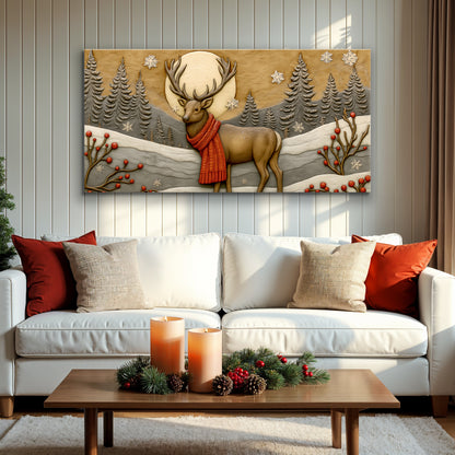 Snowbound Deer Christmas Wall Art