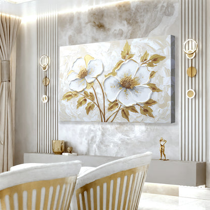 Golden Blossom Abstract Wall Art