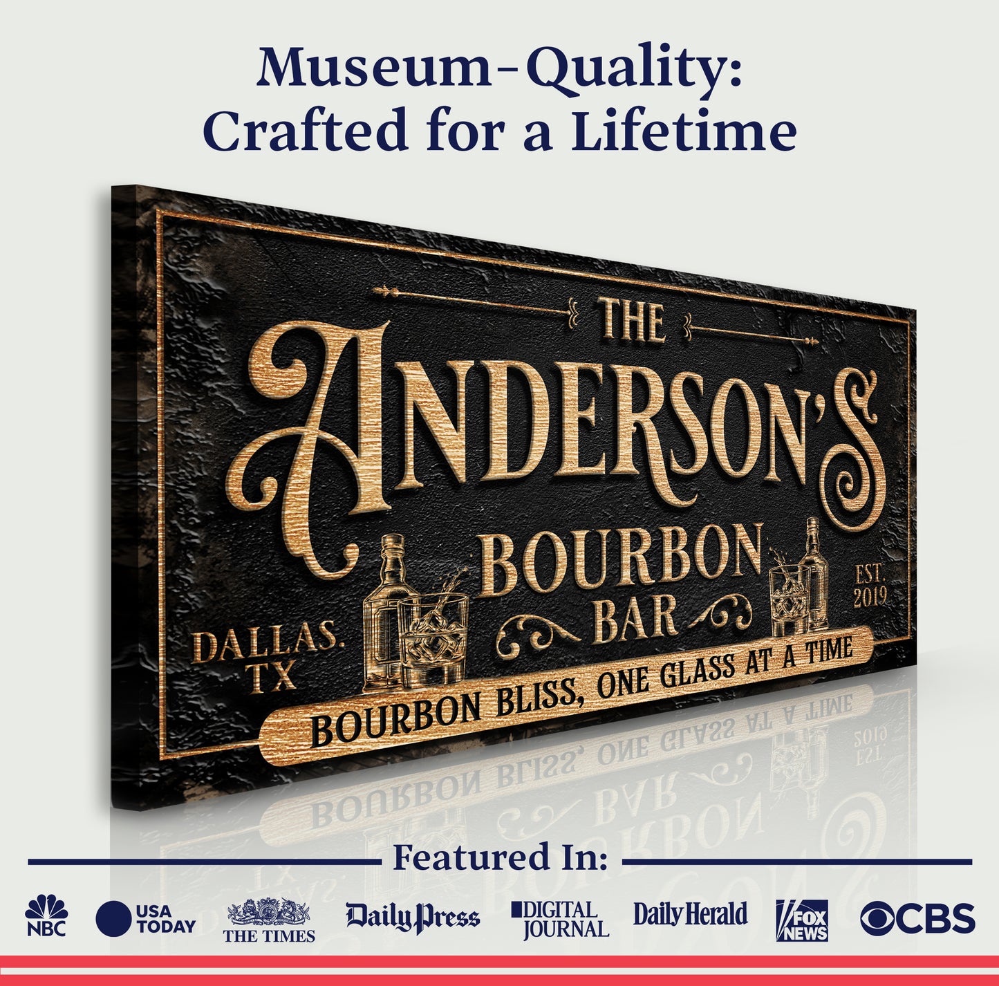 Personalized Bourbon Bar Sign III Quality - Image by Tailored Canvases