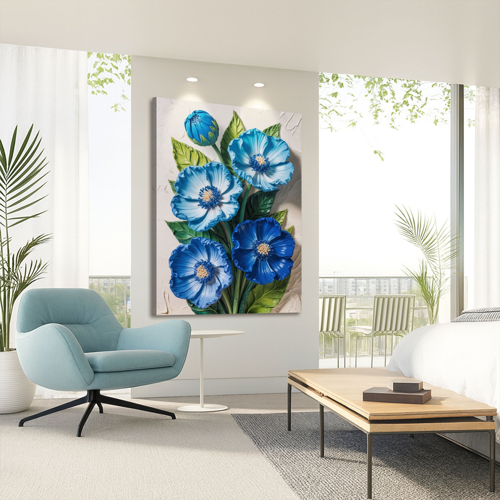 Blue Blossom Bouquet Impasto Wall Art
