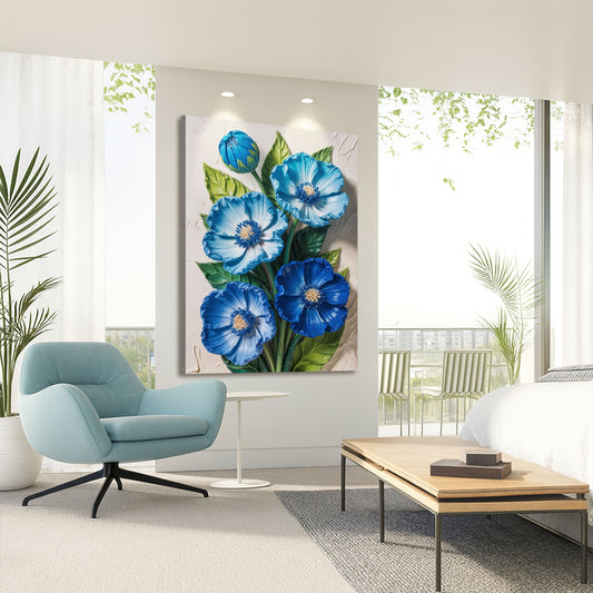 Blue Blossom Bouquet Impasto Wall Art