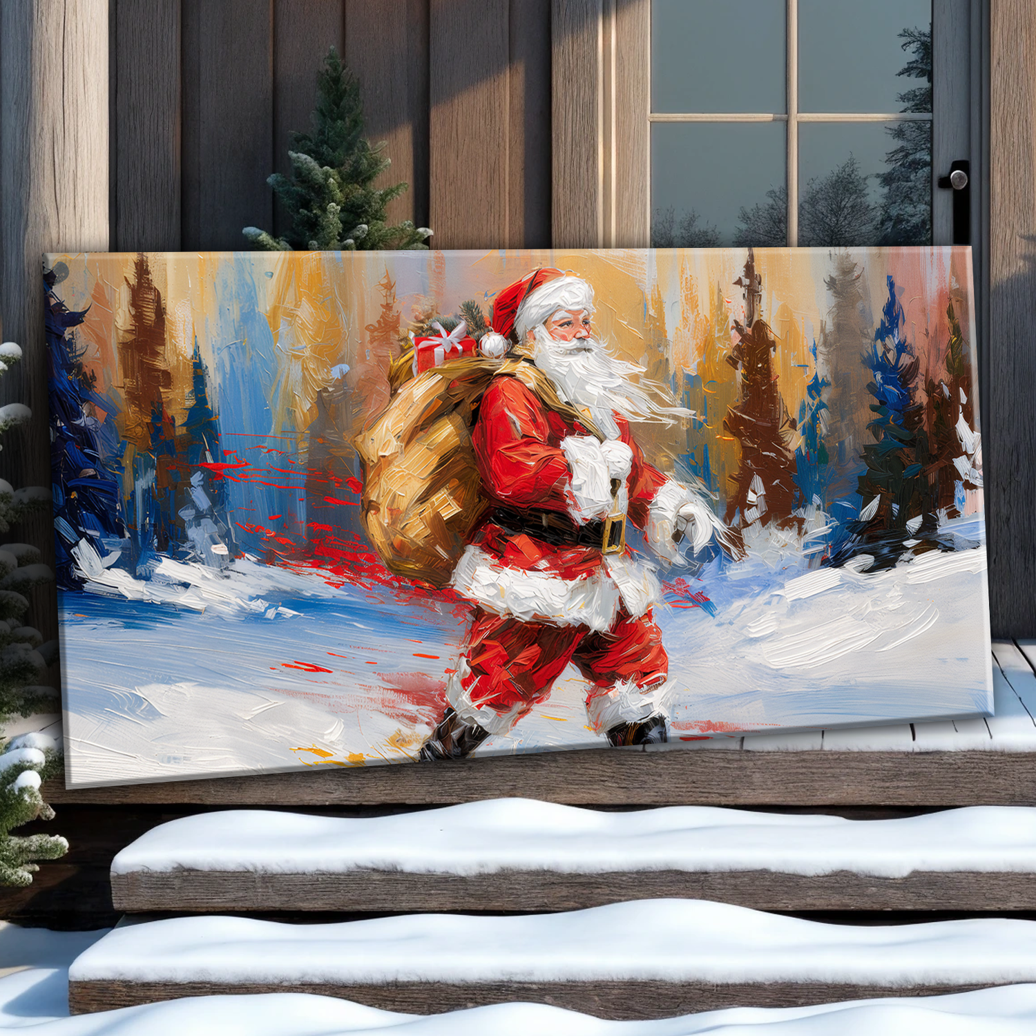 Vintage Santa in the Snow Wall Art II