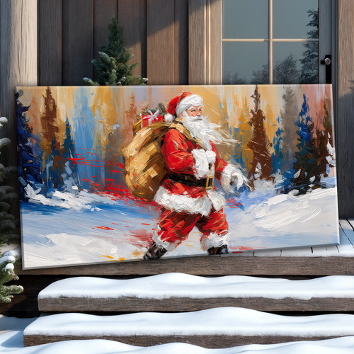 Vintage Santa in the Snow Wall Art II