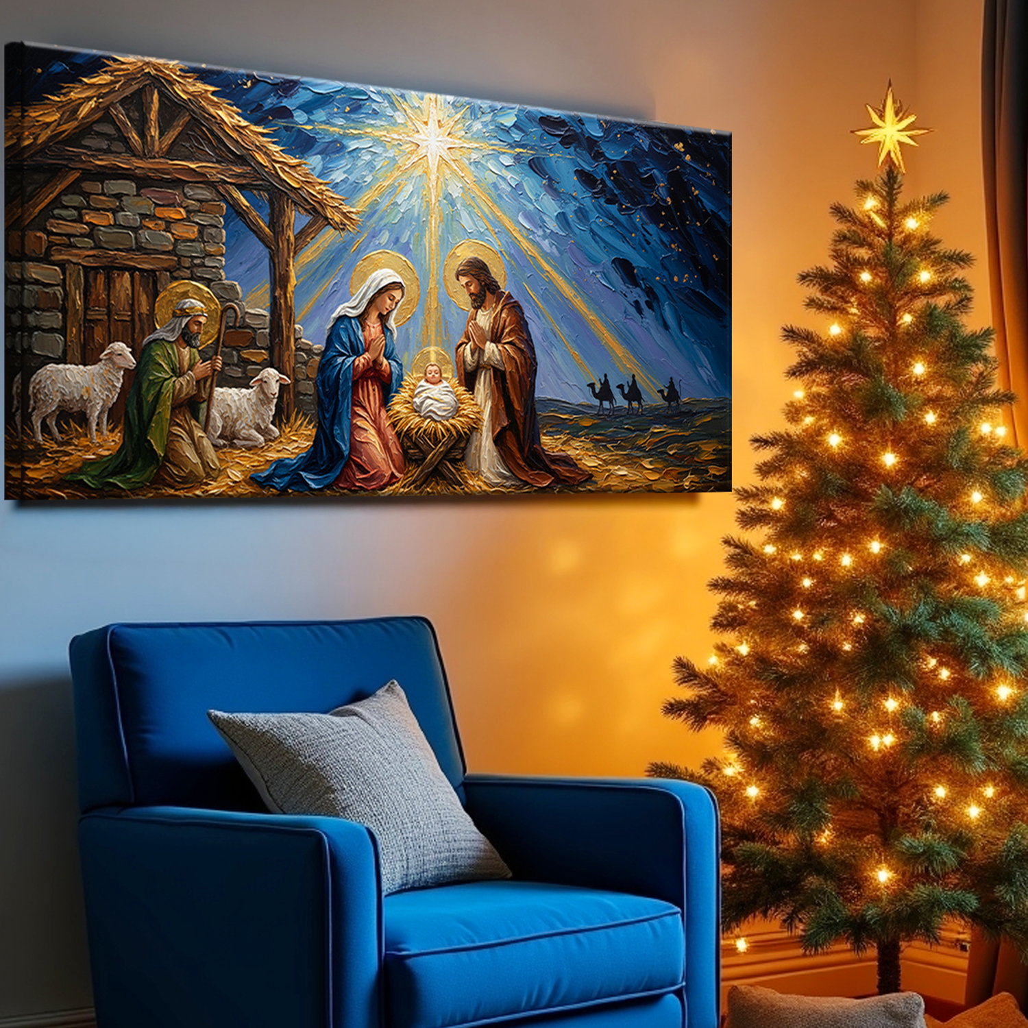 Vintage Christmas Nativity Scene Christmas Wall Art