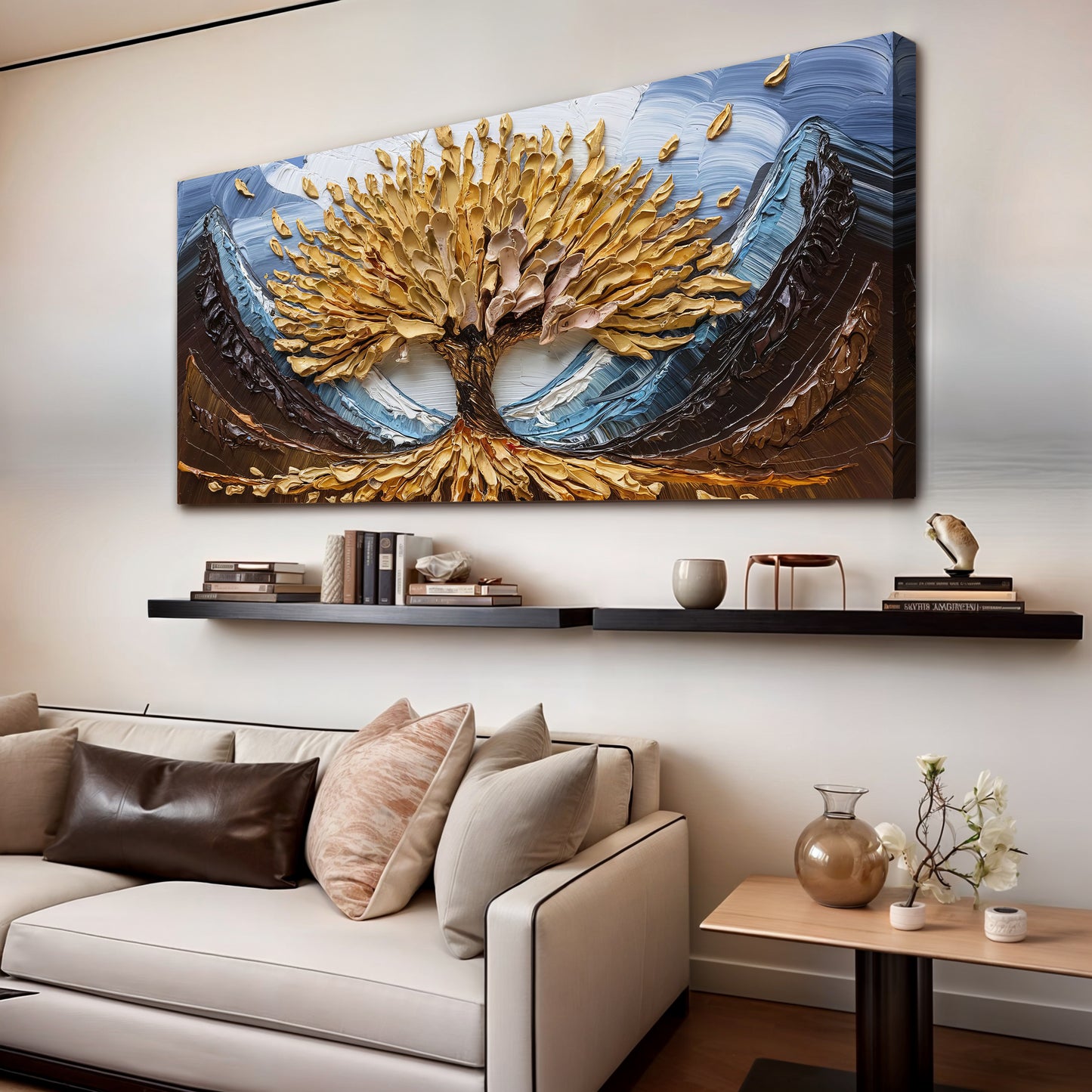 Golden Resilience Impasto Wall Art