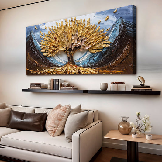 Golden Resilience Impasto Wall Art