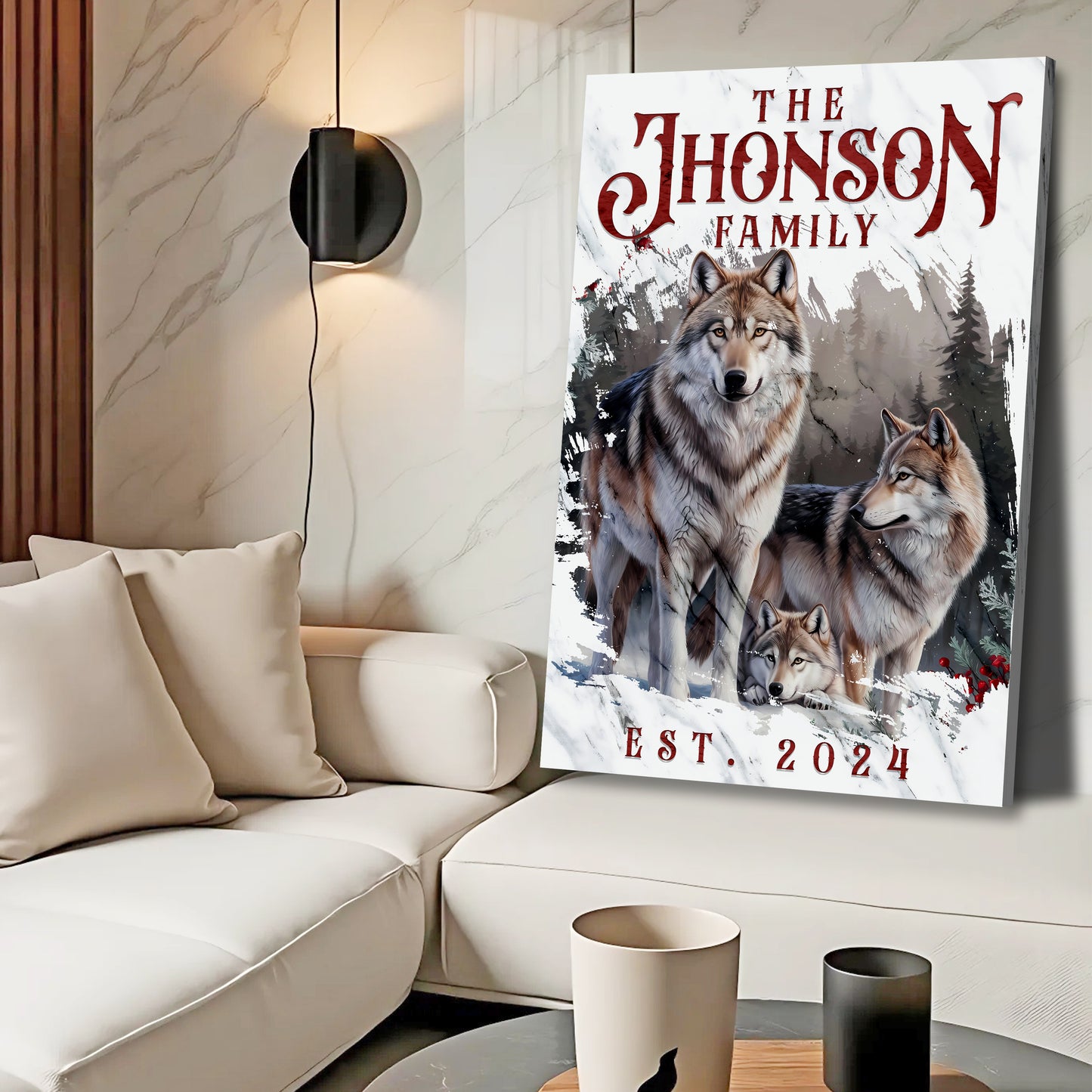 Personalized Wolf Family Wall Art