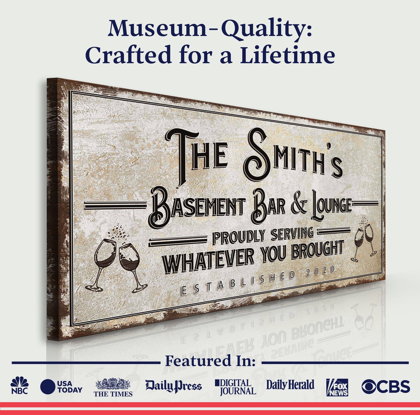 Personalized Basement Bar Sign: Rustic Modern Decor for Your Home Bar – Perfect Last Minute Anniversary Gift for Him