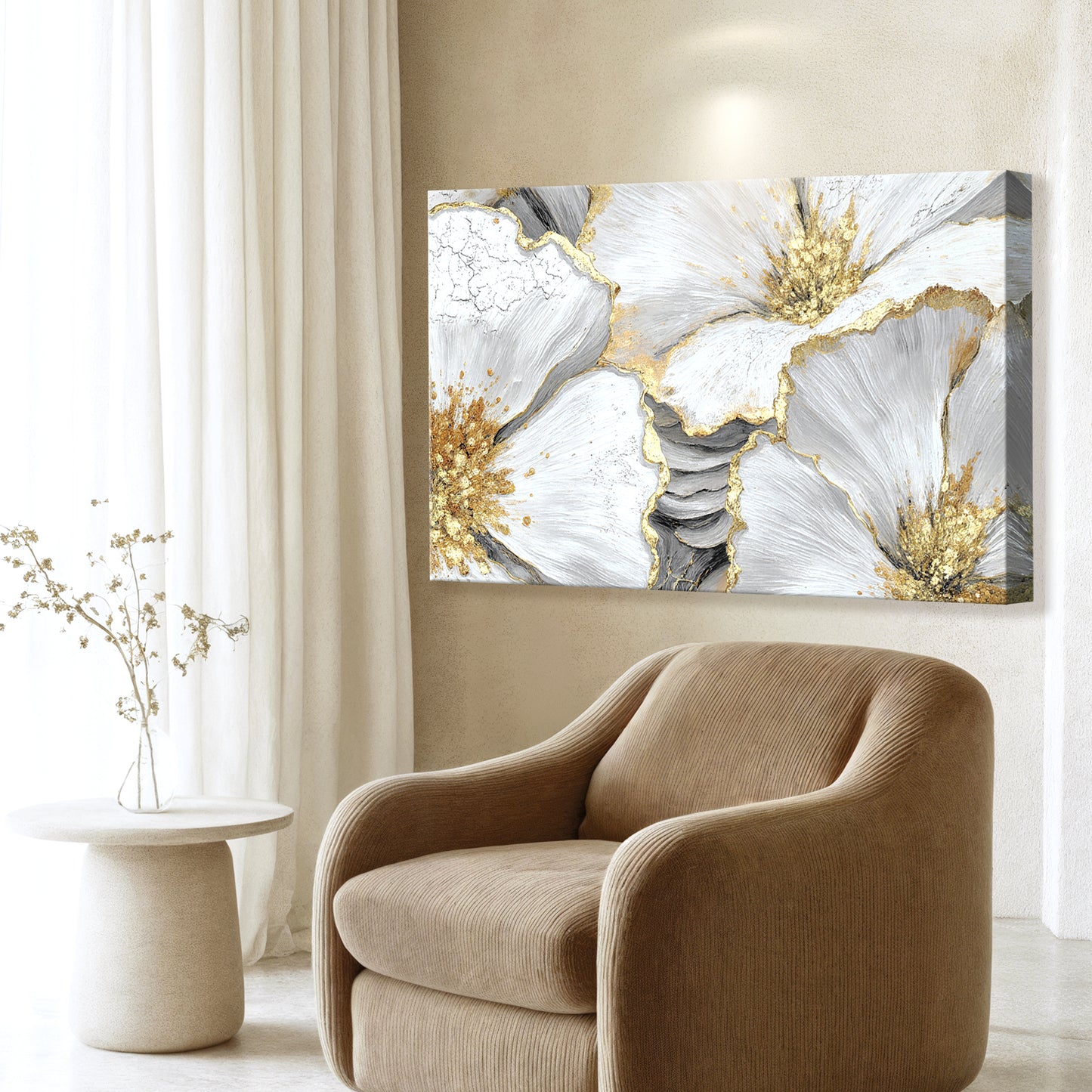Golden Bloom Abstract Wall Art