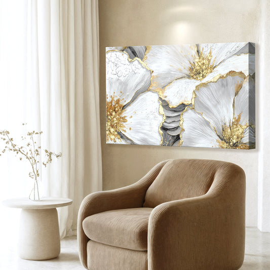 Golden Bloom Abstract Wall Art