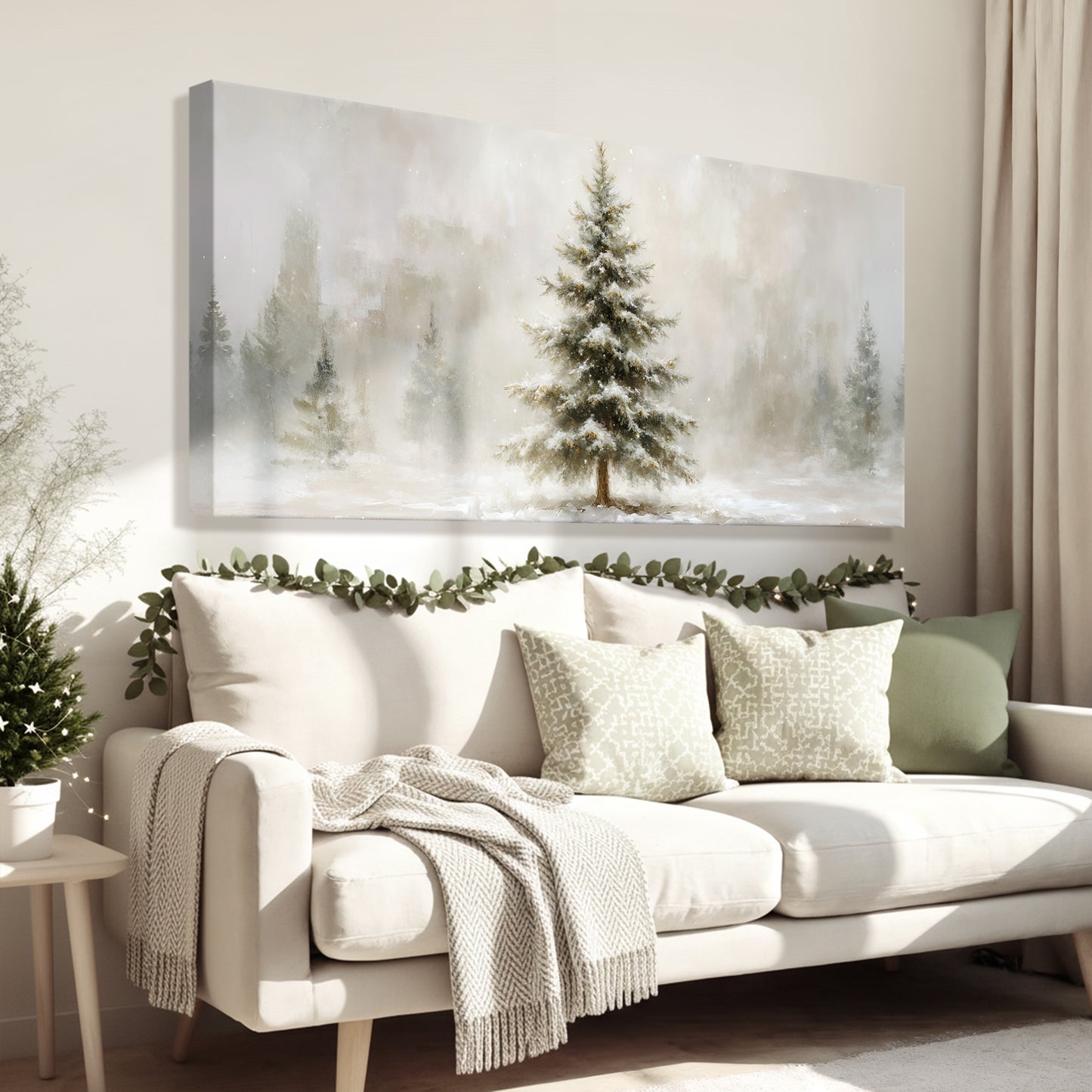 Snowy Christmas Tree Christmas Wall Art
