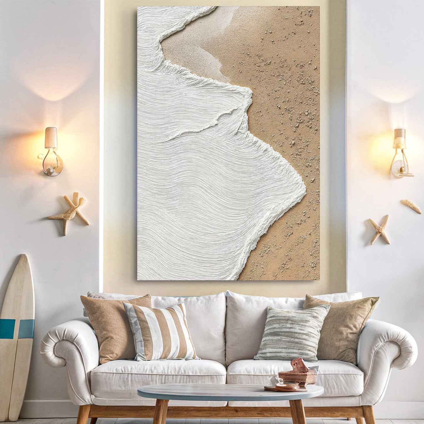 White Waves on Brown Sand Wall Art II