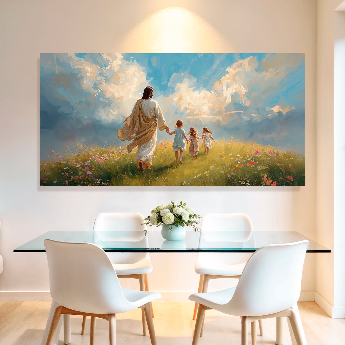 Heavenly Stroll Children and Christ Faith Wall Art