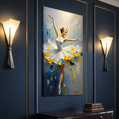 Ballerina in Blue & Gold Wall Art