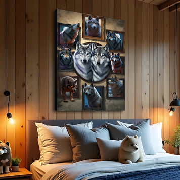 3D Wolf Collage Wall Art